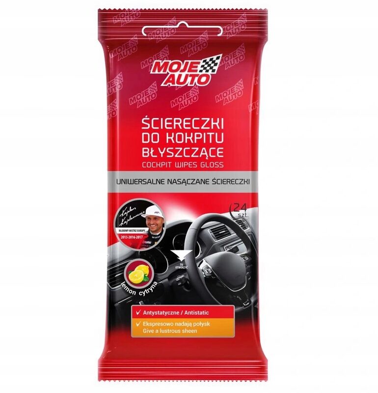 ŚCIERECZKI DO KOKPITU BŁYSZCZĄCE MOJE AUTO 24 SZT