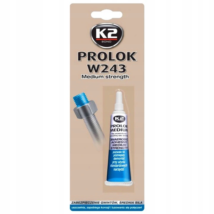 K2 PROLOK MEDIUM KLEJ DO GWINTÓW ŚRUB ŚREDNIA SIŁA