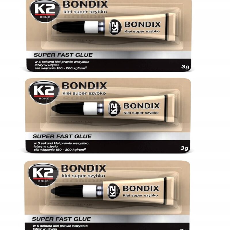 3x K2 Bondix Błyskawiczny klej Szybki Glue Do Drewna Gumy Plastiku