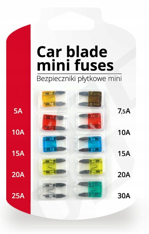 10x BEZPIECZNIKI MAŁE SAMOCHODOWE PŁYTKOWE ZESTAW