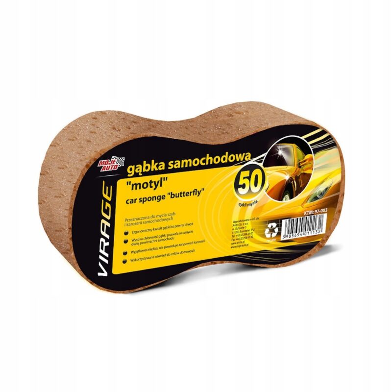 GĄBKA SAMOCHODOWA DO AUTA PIANKA MYCIE MOTYL BRĄZ