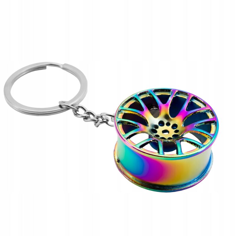 BRELOK BRELOCZEK DO KLUCZY FELGA NEOCHROM TĘCZA