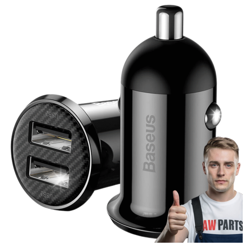 ŁADOWARKA SAMOCHODOWA 2X USB 4.8A 24W BASEUS Grain Pro CCALLP-01