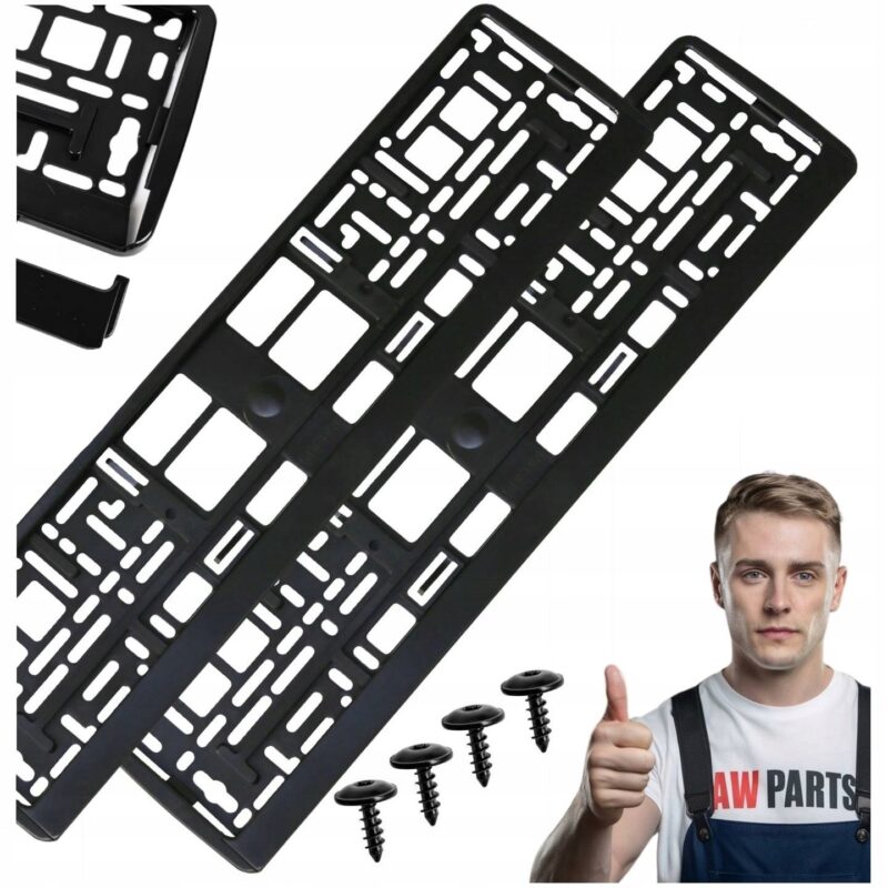 Ramki Tablicy Rejestracyjnej Ramka Uniwersalna Czarna Z Listwą 20mm Komplet