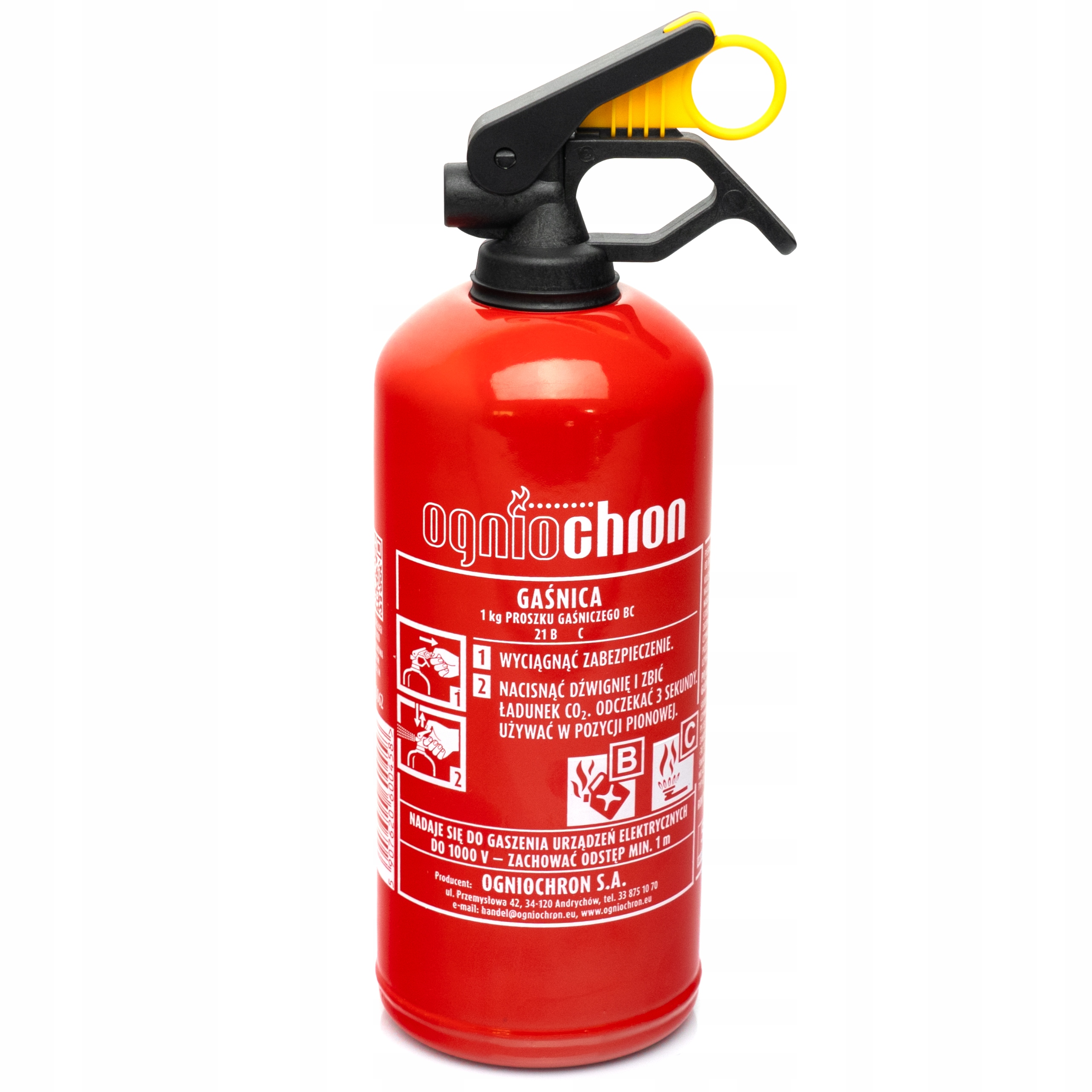 GAŚNICA SAMOCHODOWA PROSZKOWA OGNIOCHRON BC 1kg DO SAMOCHODU 2024 5 LAT - obrazek 2