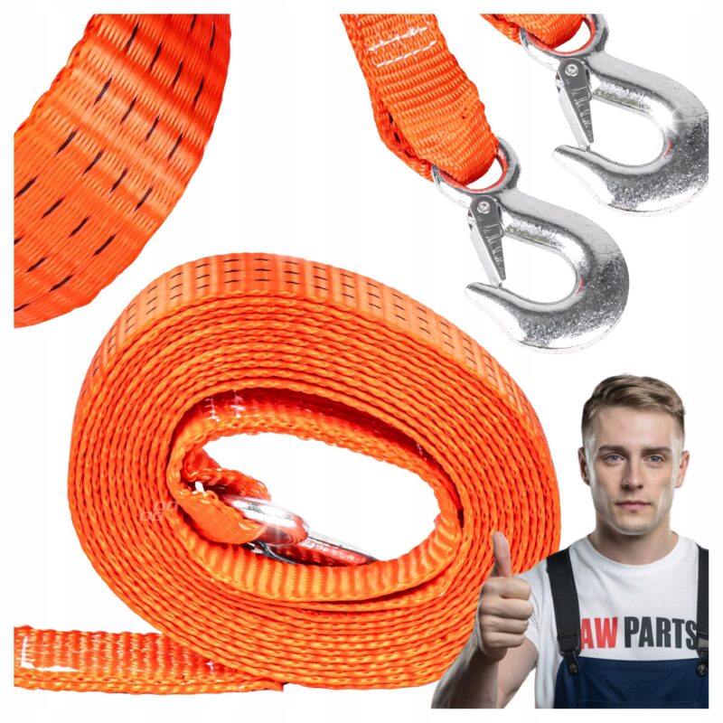 Lina Linka Holownicza Z Hakami Amio 5m 4,5T Czerwona Pas Holowniczy