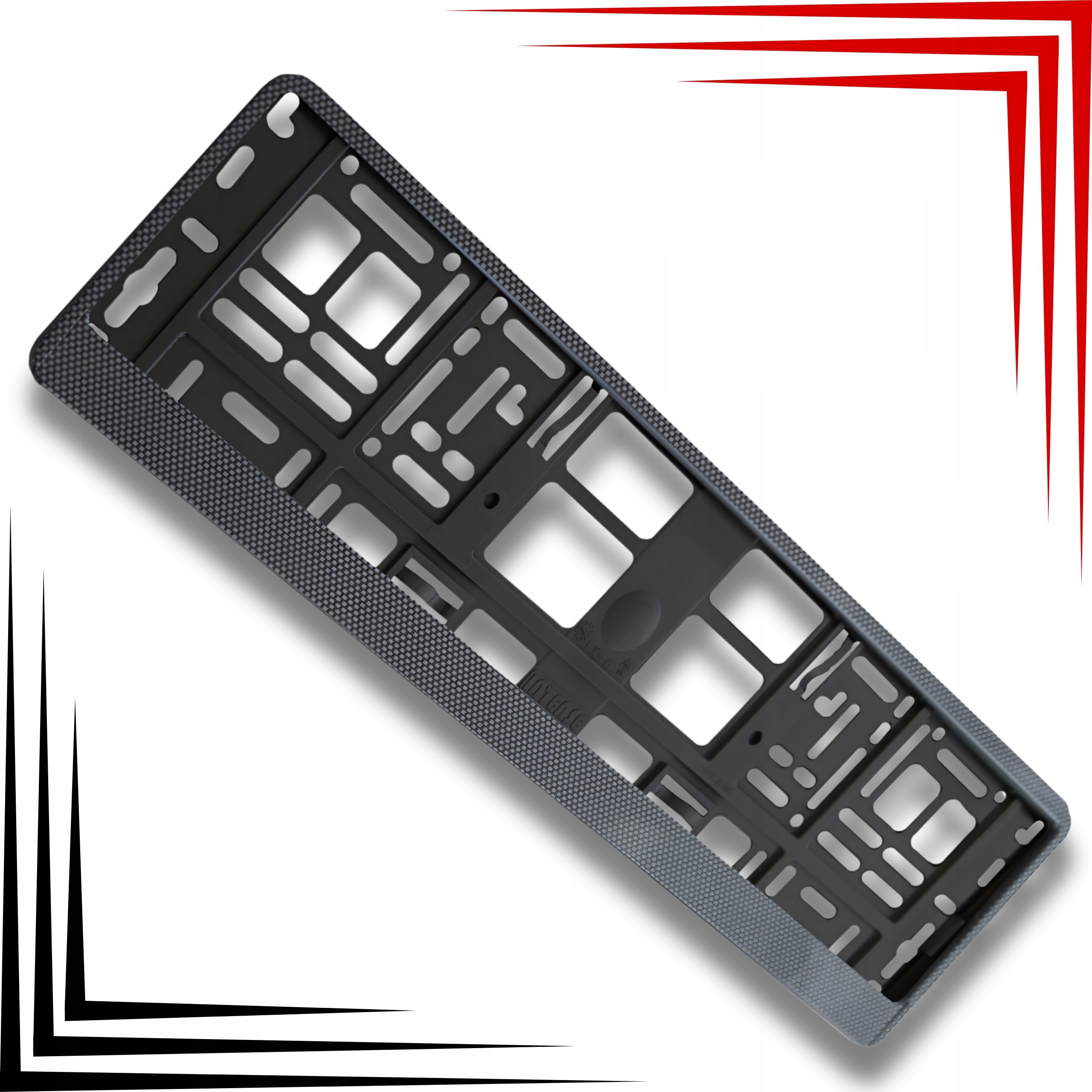 Ramki Tablicy Rejestracyjnej Foliowane HP Karbon Czarne Komplet - obrazek 2