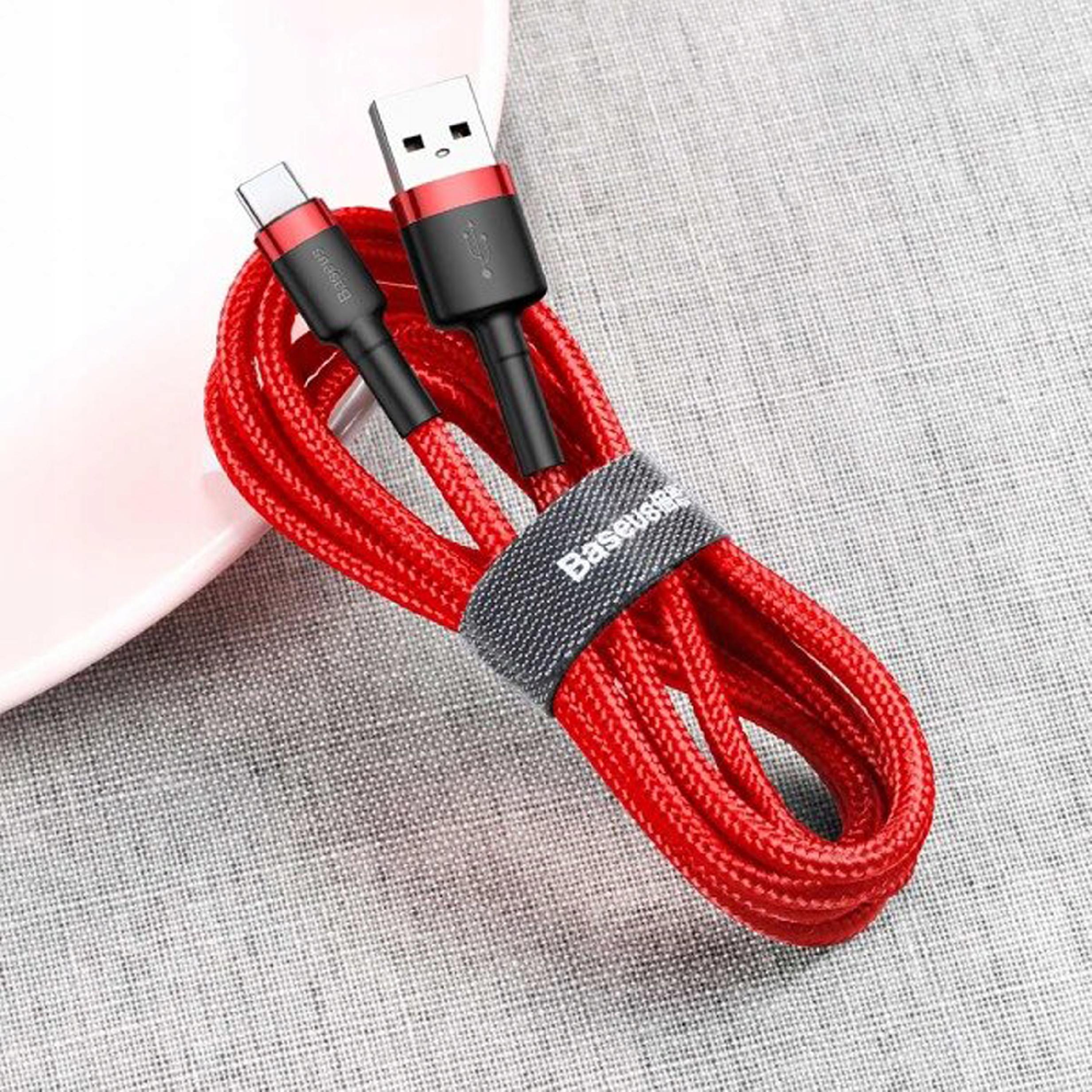 Kabel USB-C Quick Charge Baseus QC3.0 2A Czerwony Transfer i Ładowanie 3M - obrazek 2