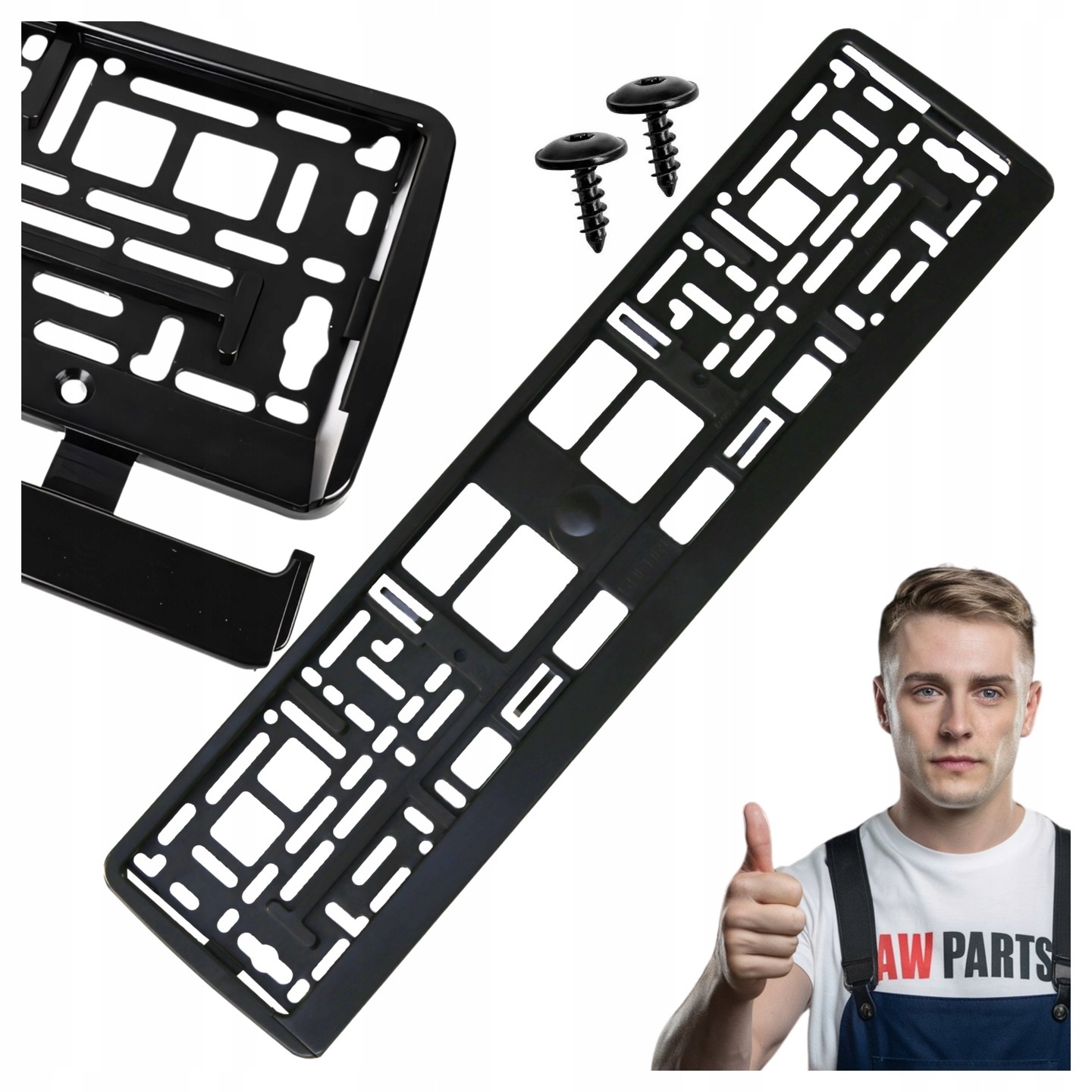 Ramka Tablicy Rejestracyjnej Uniwersalna Czarna Pp/Ps Z Listwą 20 mm