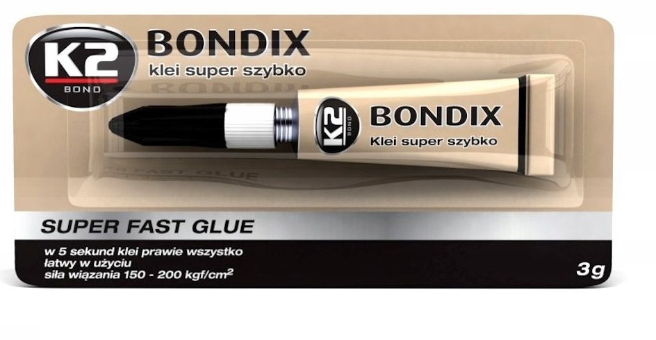 1x K2 Bondix Błyskawiczny klej Szybki Glue Do Drewna Gumy Plastiku