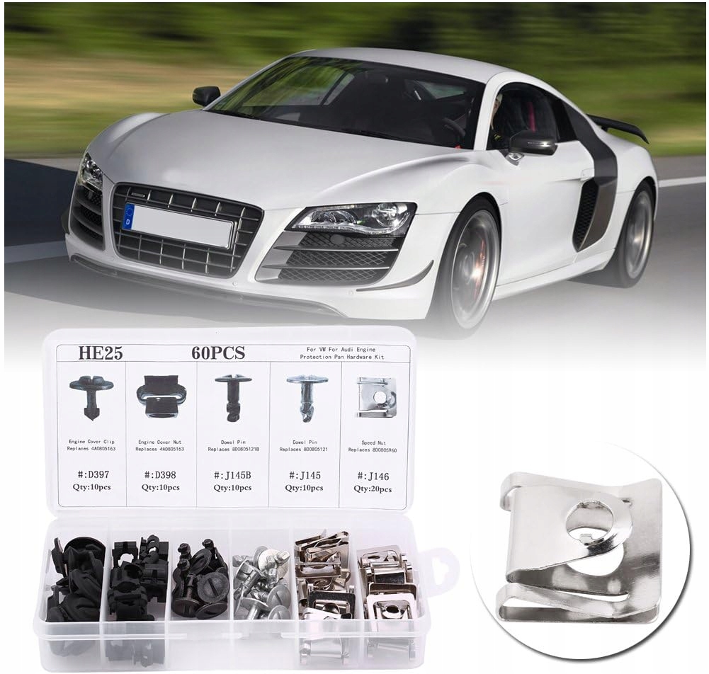 VW SKODA SEAT AUDI ZESTAW SPINEK OSŁONY SILNIKA WKRĘTY ŚRUBY BLASZKI - obrazek 4
