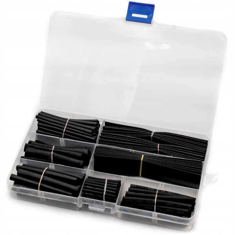 Zestaw 150 czarnych rurek termokurczliwych