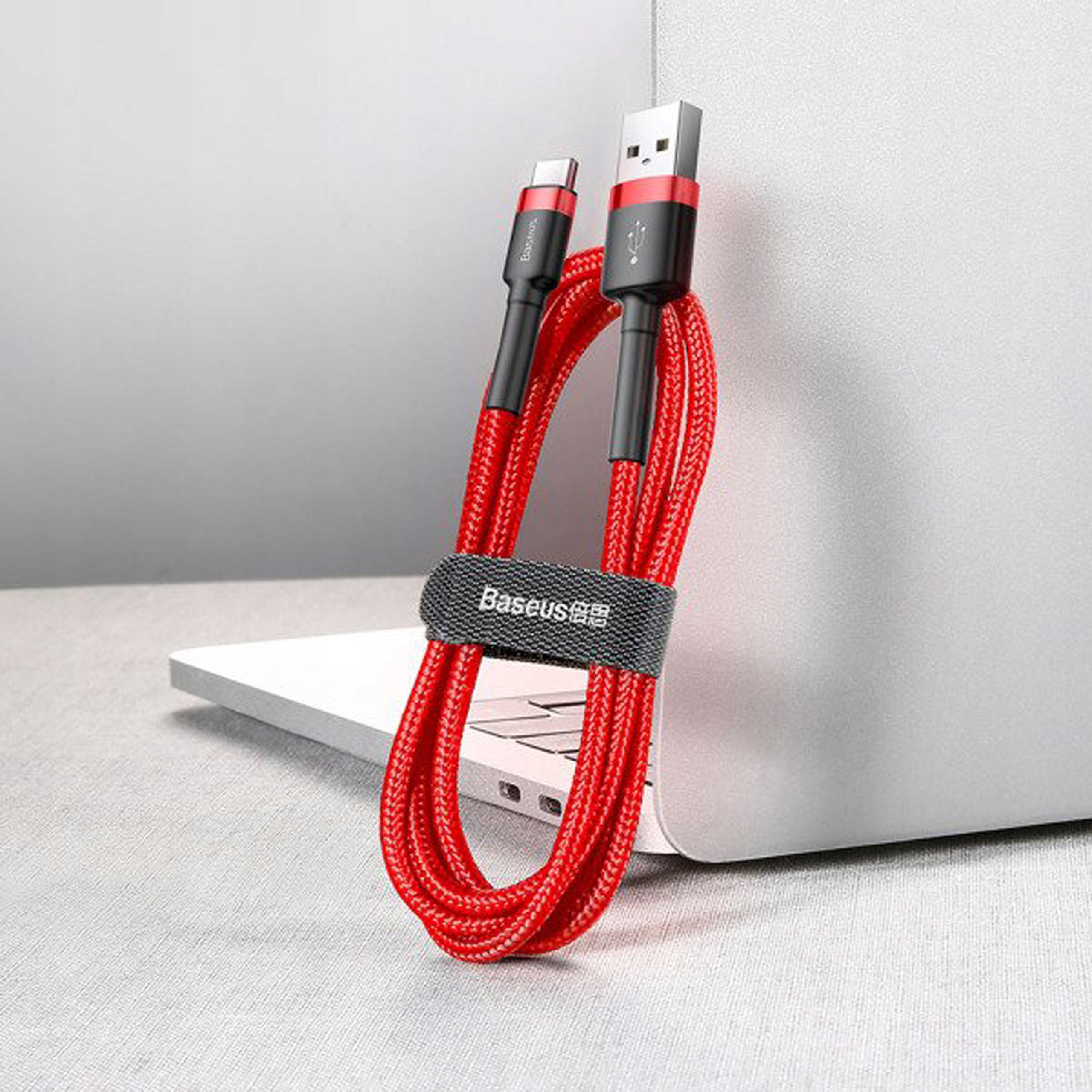 Kabel USB-C Quick Charge Baseus QC3.0 2A Czerwony Transfer i Ładowanie 3M - obrazek 3
