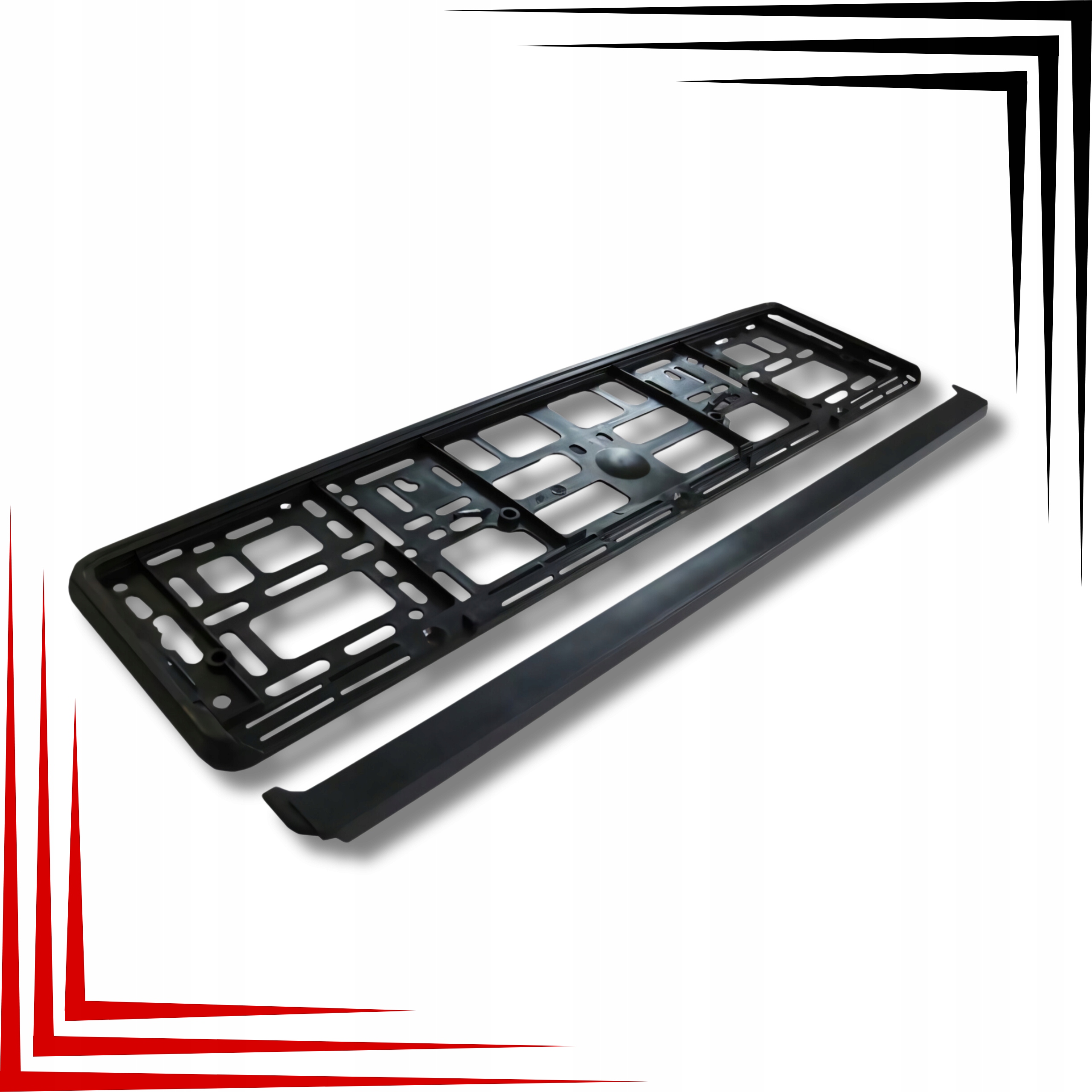 Ramka Tablicy Rejestracyjnej Uniwersalna Czarna Pp/Ps Z Listwą 20 mm - obrazek 3