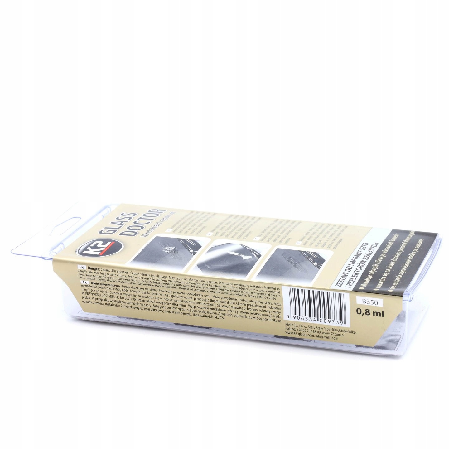 K2 Glass Doctor Zestaw Naprawczy Do Naprawy Szyb i Reflektorów Na Odpryski - obrazek 3