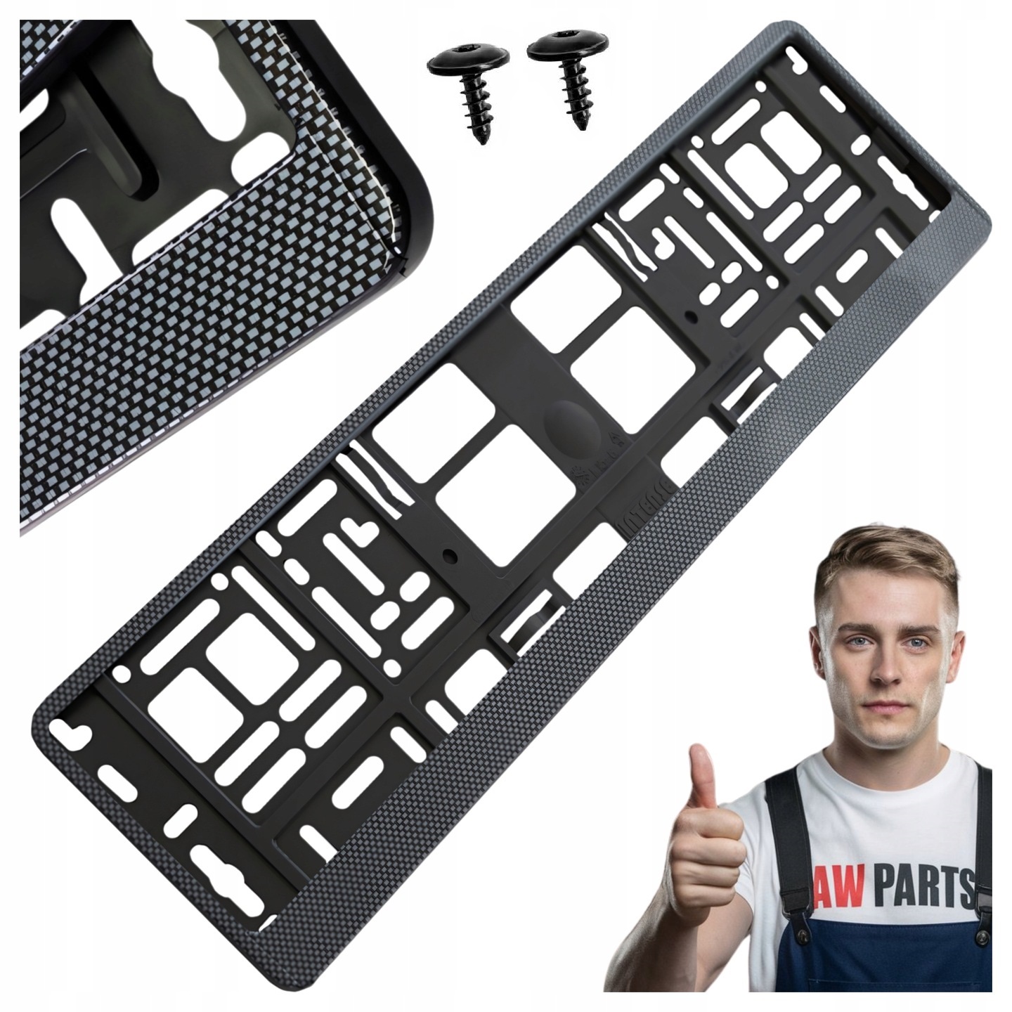 Ramka Tablicy Rejestracyjnej Foliowana HP Karbon Czarna