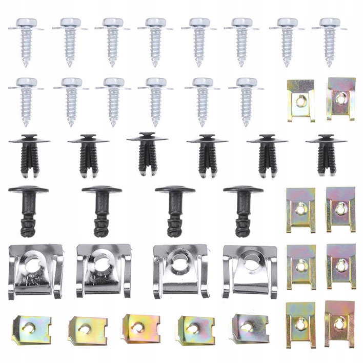 UNIWERSALNY ZESTAW SPINEK BLASZEK ŚRUB WKRĘTY VW AUDI BMW OPEL 44 SZTUK