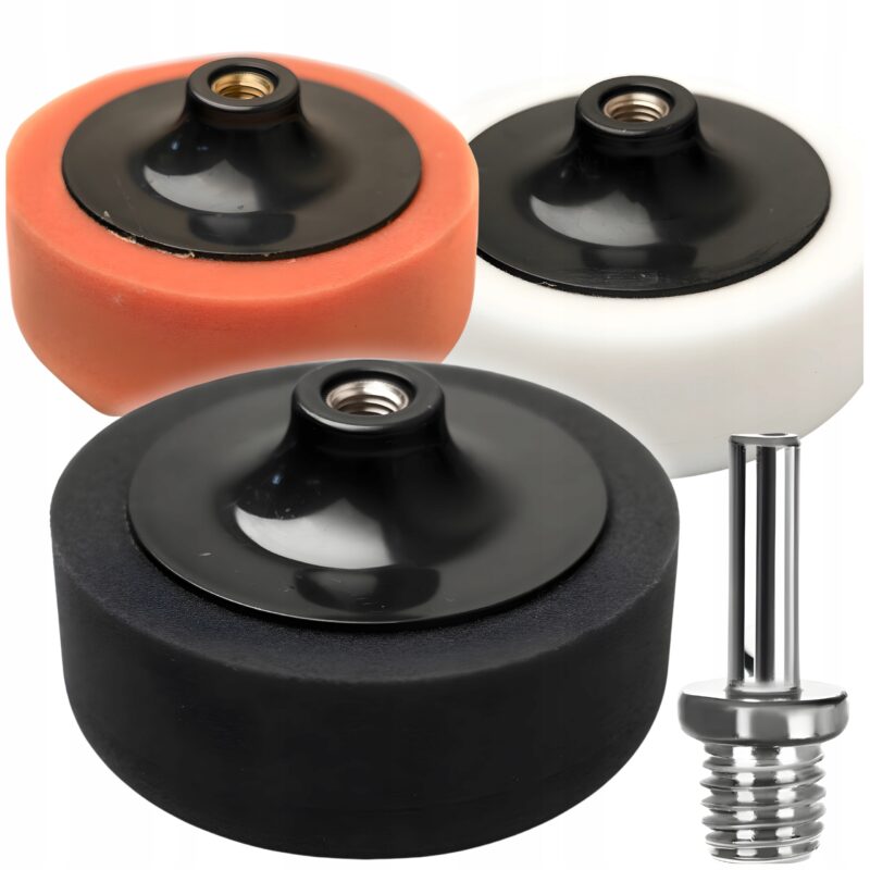 ZESTAW 3 GĄBEK POLERSKICH NA WKRĘTARKE 125mm M14 MIĘKKI ŚREDNI TWARDY PAD