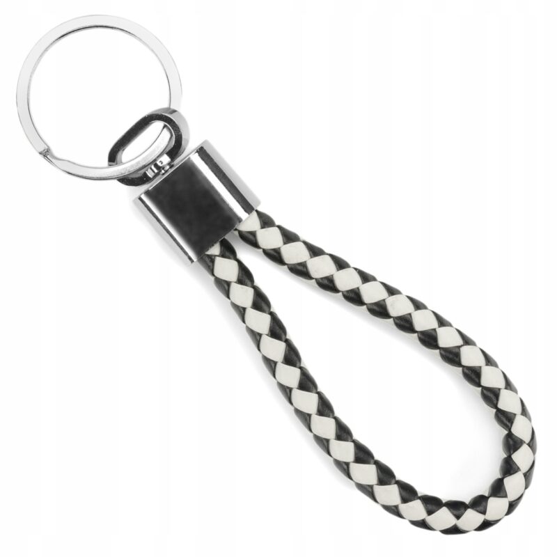 BRELOK NYLONOWY ZAWIESZKA SMYCZKA DO KLUCZY CZARNO-BIAŁY