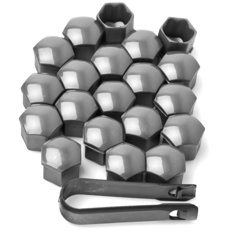 NASADKI NAKŁADKI NA ŚRUBY FELG SZARE 17 mm 21 szt