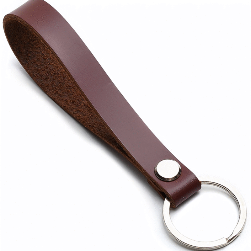 SKÓRZANY BRELOK BRELOCZEK SMYCZKA DO KLUCZY AUTA BRĄZOWY MINIMALISTYCZNY