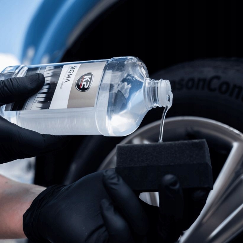 K2 SIGMA ŻEL PŁYN DO NABŁYSZCZANIA PIELĘGNACJI OPON GUMY 0,5L + GĄBKA - obrazek 4